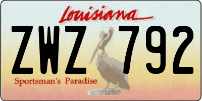 LA license plate ZWZ792