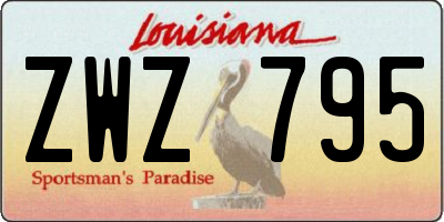 LA license plate ZWZ795