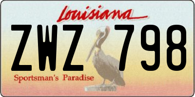 LA license plate ZWZ798