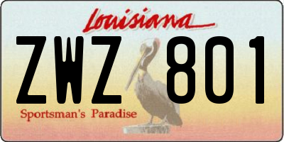 LA license plate ZWZ801