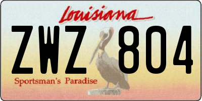 LA license plate ZWZ804