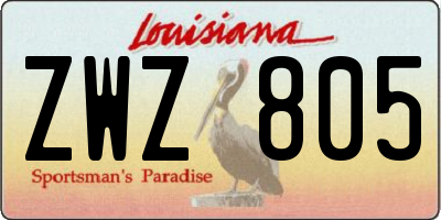 LA license plate ZWZ805