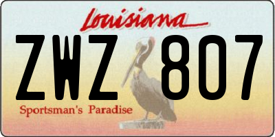 LA license plate ZWZ807