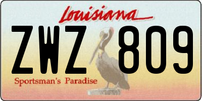 LA license plate ZWZ809