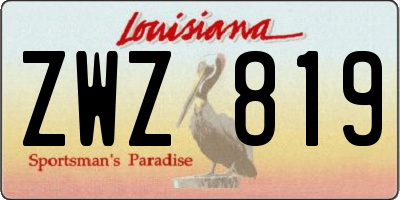 LA license plate ZWZ819