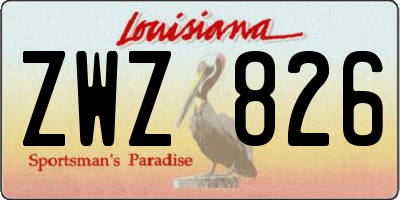 LA license plate ZWZ826