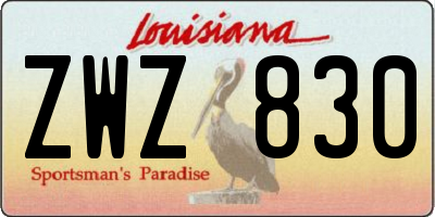 LA license plate ZWZ830