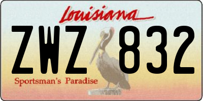 LA license plate ZWZ832