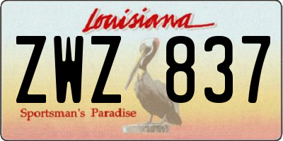 LA license plate ZWZ837