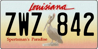 LA license plate ZWZ842