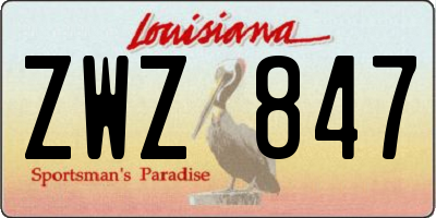 LA license plate ZWZ847