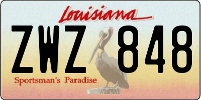 LA license plate ZWZ848