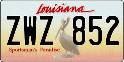 LA license plate ZWZ852