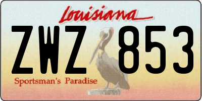 LA license plate ZWZ853