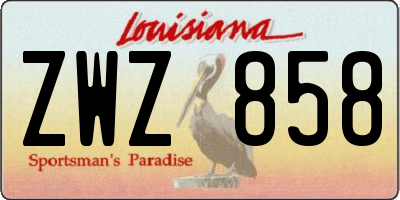 LA license plate ZWZ858