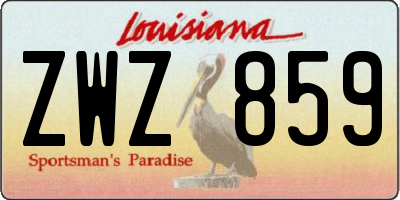 LA license plate ZWZ859