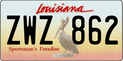 LA license plate ZWZ862