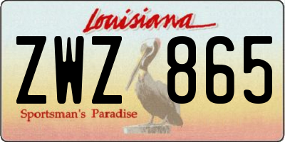 LA license plate ZWZ865