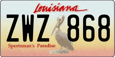 LA license plate ZWZ868