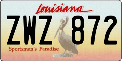 LA license plate ZWZ872