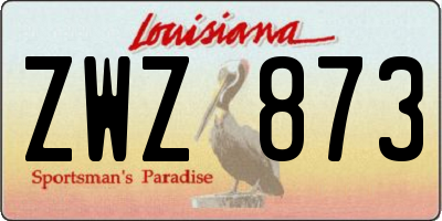 LA license plate ZWZ873