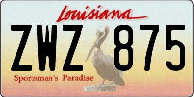 LA license plate ZWZ875