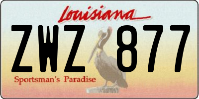 LA license plate ZWZ877