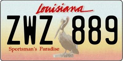 LA license plate ZWZ889