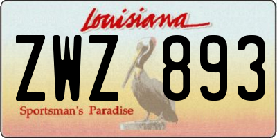 LA license plate ZWZ893