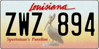 LA license plate ZWZ894