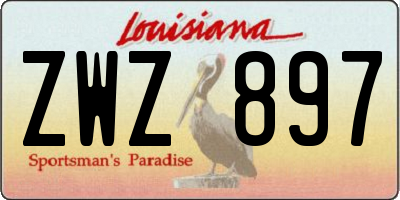 LA license plate ZWZ897