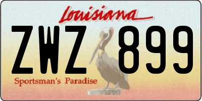 LA license plate ZWZ899