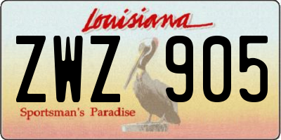 LA license plate ZWZ905