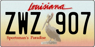 LA license plate ZWZ907