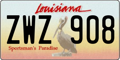 LA license plate ZWZ908