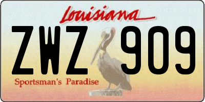 LA license plate ZWZ909