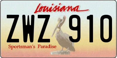 LA license plate ZWZ910