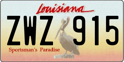 LA license plate ZWZ915