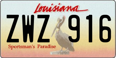 LA license plate ZWZ916