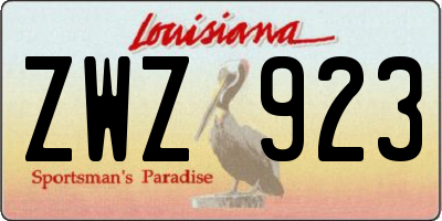 LA license plate ZWZ923