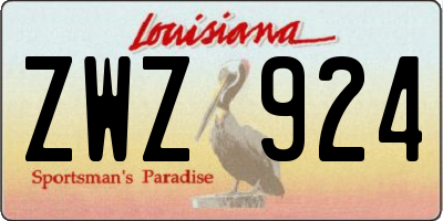 LA license plate ZWZ924