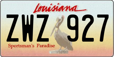 LA license plate ZWZ927