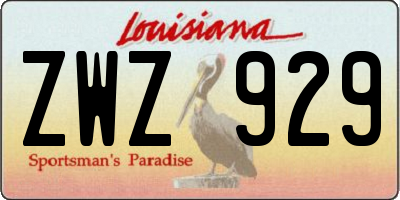 LA license plate ZWZ929