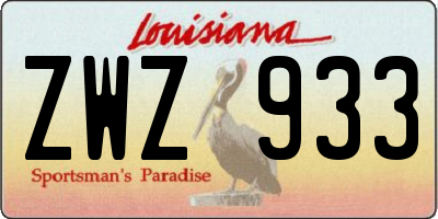 LA license plate ZWZ933