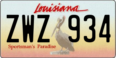 LA license plate ZWZ934