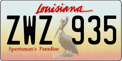 LA license plate ZWZ935