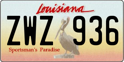 LA license plate ZWZ936