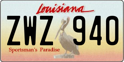 LA license plate ZWZ940