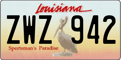 LA license plate ZWZ942