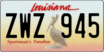 LA license plate ZWZ945